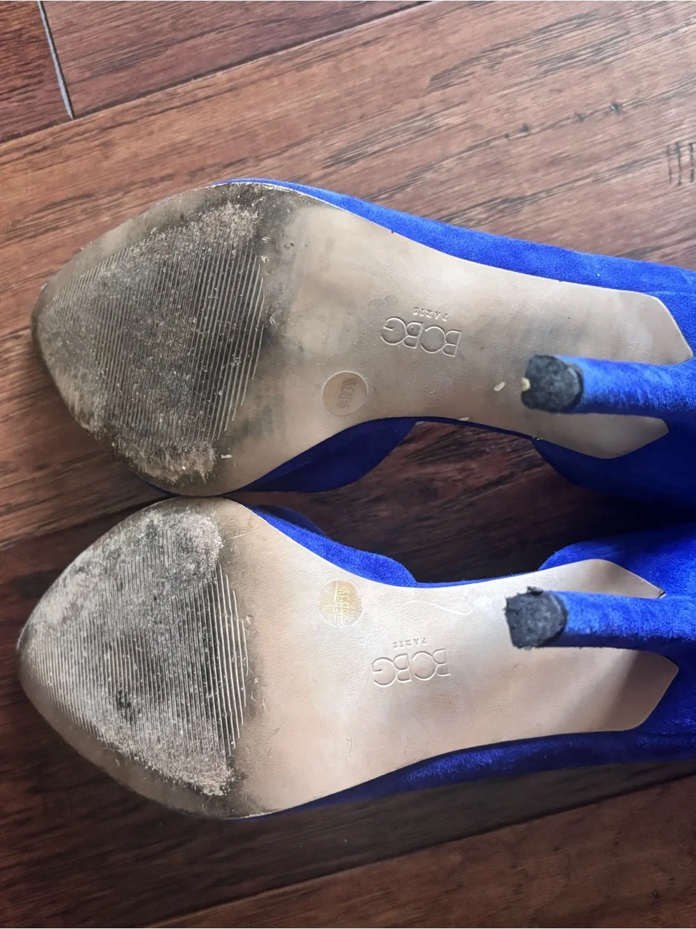 BCBG Royal Blue Suede Pointed-Toe D'Orsay Heels